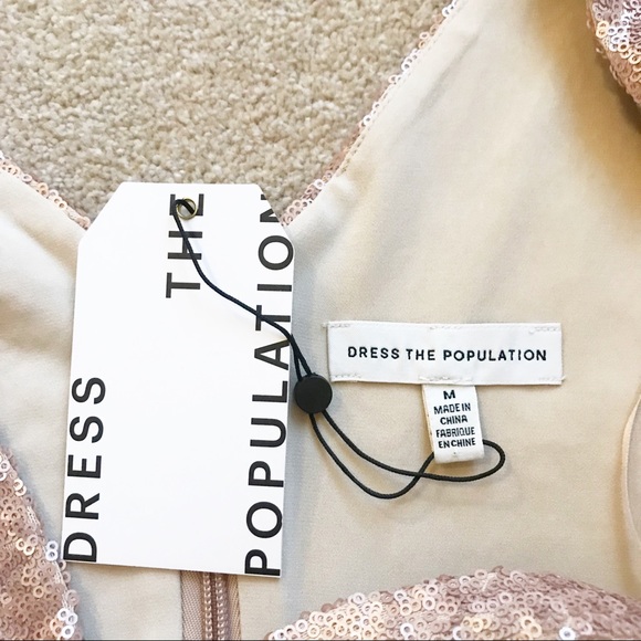 NWT Dress the Population Zoe /Bree Sequin Bodycon Cap Sleeve V Neck Mini Dress M - Picture 7 of 9
